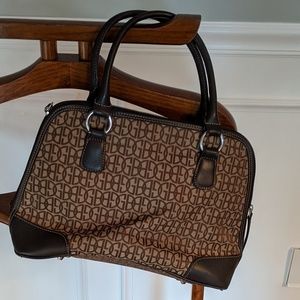 Giani Bernini Tan Canvas with Brown Satchel Bag